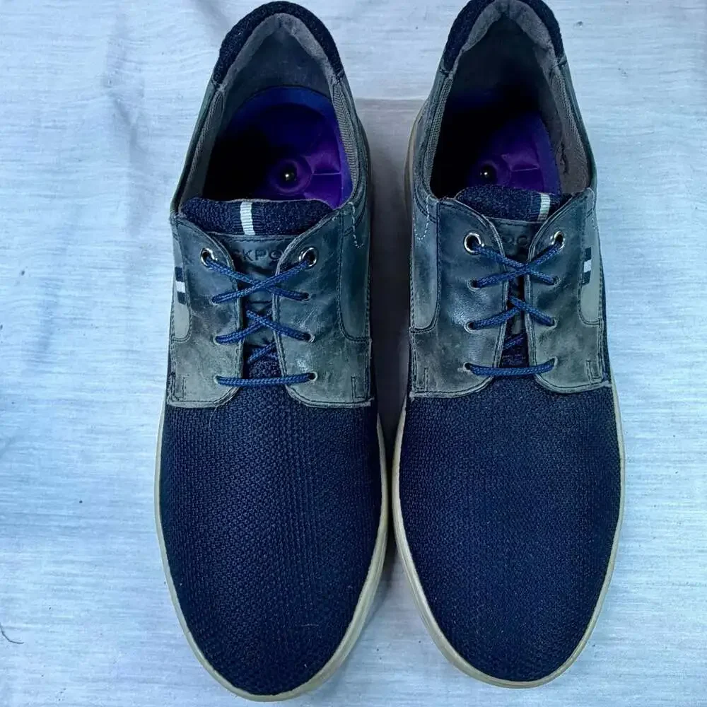 Rockport Zaden Plain Toe Men's Navy Blue Knit and Leather Oxfords Shoes Size 9